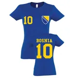 Youth Designz T-Shirt Bosnia Bosnien Damen T-Shirt im Fußball Trikot Look WM 2026 mit trendigem Trikot Look für Frauen blau|gelb S