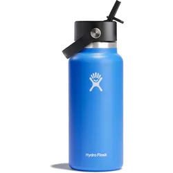 Trinkflasche HYDRO FLASK "Wide Flex Straw Cap", blau (cascade), H:23,9cm, Edelstahl, Trinkflaschen, TempShieldTM-Isolierung verhindert Kondenswasserbildung