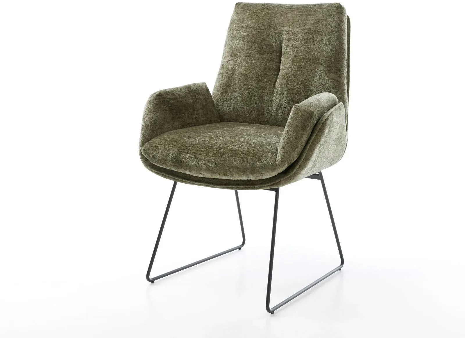 DELIFE Chaise-de-salle-à-manger Clea-Flex chenille olive pied trapèze noir, Chaises de salle à manger