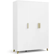 Rauch Kleiderschrank, Garderobe für Schlafzimmer, Kinderzimmer, Babyzimmer, 3-türig mit Griffen und Füßen aus Massivholz, Farbe weiß 140x203x53cm