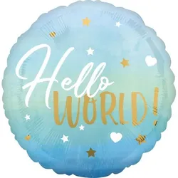 Folienballon Hello World Boy Baby Shower