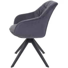 Mendler Esszimmerstuhl HWC-K28, Küchenstuhl Polsterstuhl Stuhl mit Armlehne, drehbar, Metall Stoff/Textil grau