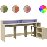 vidaXL LED-Schreibtisch Sonoma-Eiche 200x104x91 cm Holzwerkstoff