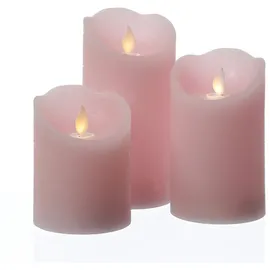 MARELIDA LED Kerze Rustik-Optik 15 cm rosa