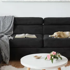 sofiland Ecksofa Aller U XXL-Ecksofa mit Schlaffunktion und zwei Bettkästen in Schwarz, linke Seite