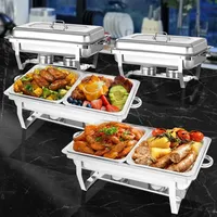 Jacgood Chafing Dish Profi Set Toulouse, Edelstahl Warmhaltebehälter, Speisewärmer, Rechaud, Chafing Dishes für Catering, Buffet und Party (4 Packung 1/2 GN)