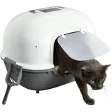 Iris Ohyama Katzenklo mit Schaufel, bis 5 kg, Grau, mit Deckel, Katzentoilette, leicht reinigen, Für Katzen, Kätzchen, geschlossen, Toilette, BPA-frei, Cat Litter Box, Toilet, WNT-510