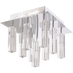 Kristall Decken Leuchte Design Strahler Chrom Glas Lampe klar Wohn Zimmer Beleuchtung