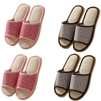 Teceyfeet 4 Paar Gästehausschuhe Set Leinen Hausschuhe Slides Slippers Gästepantoffeln Badeschuhe Rutschfeste Flache Spa Slippers Haushaltsschuhe Hause Hotel Slippers für Damen Herren - 38/43 EU