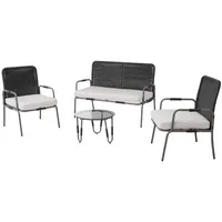 KLAM HOME Gartenlounge-Set Gartenmöbel-Set aus Polyrattan mit verstellbaren Füßen für 4 Personen, (4-tlg., Doppelsofa*1, Einzelsessel*2, Couchtisch*1 inklusive Kissen), für Hinterhöfe Terrassen Balkone Schwimmbäder und andere Außenbereiche grau