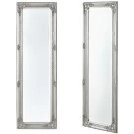 [en.casa] Wandspiegel Livorno 132x42 cm Ganzkörperspiegel im Eukalyptusholz Rahmen Antik Silber