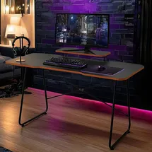 NanoRS Gaming-Tisch mit NanoRS-Monitorablage, 50kg max, Höhe 850mm, schwarz, RS170 - Schwarz/Orange