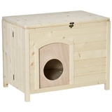 PawHut Tierhaus Faltbares Design, Natürliches Holz Natur 78 x 51 x 62 cm (LxBxH)