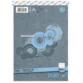Ursus Notizblock DIN A5 Kariert Geheftet Papier Grau Perforiert 100 Seiten
