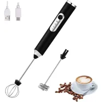 Elektrischer Milchaufschäumer, Handgerät mit 2 Köpfen, Schaummixer, Schneebesen mit USB-Aufladung, 3 Geschwindigkeiten, Schaummacher für Latte,