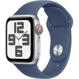 Apple Watch SE 2024 GPS + Cellular 40 mm Aluminiumgehäuse Silber, Sportarmband Denim S/M