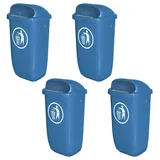 BRB-Lagertechnik 4 Abfallbehälter/Papierkorb für den Außenbereich, 50 Liter, nach DIN 30713, blau
