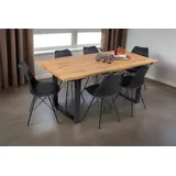 möbelliebling Esstisch Baumkante Holz-Optik Wildeiche 180 x 90 U-Gestell schwarz JOSY