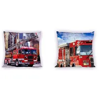 fire truck Kissenbezug Feuerwehrauto 40 x 40 cm Mehrfarbig