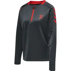hummel Action Polyester 1/2-Zip Trainings-Top Damen ebony/flame scarlet L