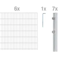 GAH Alberts Alberts Komplettset Doppelstabmattenzaun Überstand, 2,5 m Matten, Feuerverzinkt, 6|5|6, Klemmlasche