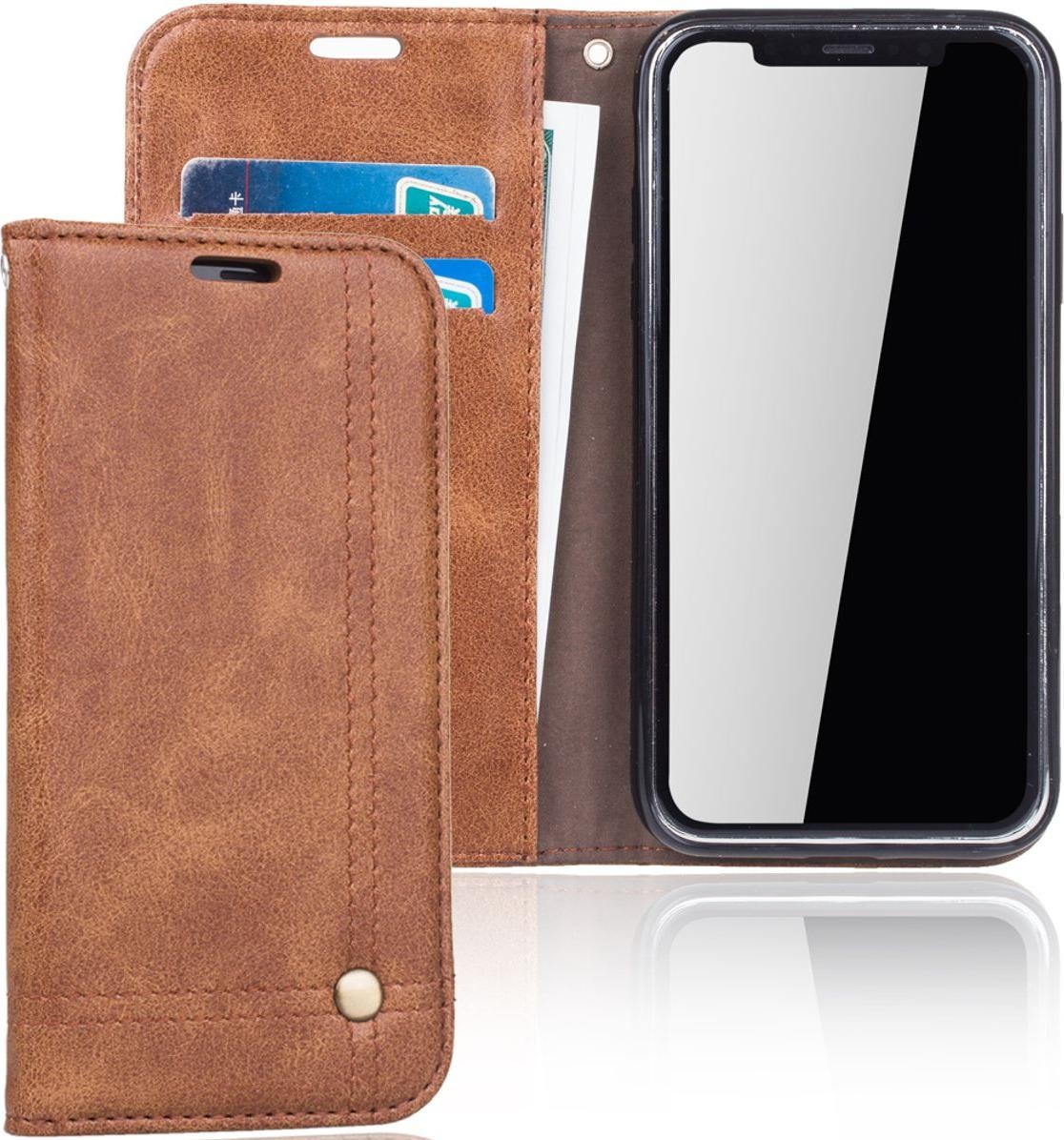 König Design Handy Tasche Apple iPhone X / 10 Flip Cover Case Schutz Hülle Wallet Braun Neu (iPhone X), Smartphone Hülle, Braun