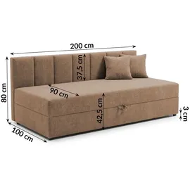 s-style möbel Lenny Tagesbett 90 x 200 cm braun