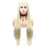 613 Blonde geflochtene Perücke Synthetische Lace Front Perücken für Frauen Crochet Box Perücke Zopf Flechten Haar Knotless Box Zöpfe Natürliche Farbe Perücken 66 cm