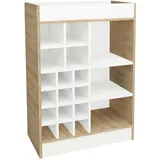 VCM Mid.you Weinschrank Esilo Weiß, Sonoma Eiche, Holzwerkstoff, 70x100x38 cm Küchenregal Regal Weinregal, -