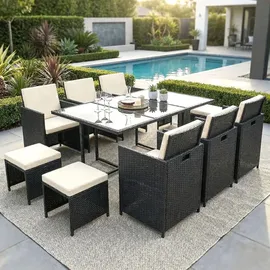 Swing&Harmonie Vegas Polyrattan Sitzgruppe Esstisch Lounge Gartenmöbel Essgruppe Sitzgarnitur Set - versch. Ausführungen