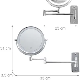Relaxdays Kosmetikspiegel mit Beleuchtung Wand, Silber