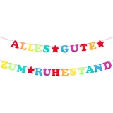 Alles Gute Zum Ruhestand Girlande Bunt Endlich Ruhestand Girlande Filz Rente Deko Banner mit Sterne Hänge Deko für Party Ruhestand Rente Abschiedsfeier Pensionionär Senior Privatmann und Frauen