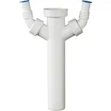 Markenprodukt Verstellrohr für Geruchsverschluss | Mit zwei Winkeln | Verstellrohr für Spülengeruchsverschluss | Kunststoff | Küchenspüle | 1 1/2 x 40 x 200 mm