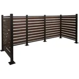 Mendler Alu Mülltonnen-Zaun HWC-K57, Mülltonnenverkleidung, Holzoptik erweiterbar 130x300x110cm ~ braun