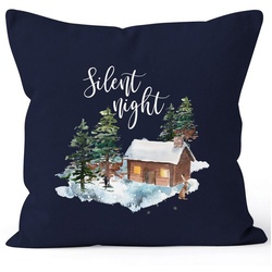 Autiga Dekokissen Kissenbezug Weihnachtskissen Weihnachten Winter Schnee Silent Night Christmas Autiga® blau