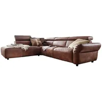 KAWOLA Ecksofa Leder 4-Sitzer Braun