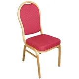 Bolero u525 Bankett-Stuhl, gewölbte Rückseite, Gold Rahmen, Speckle Stoff, rot (4 Stück)