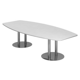 Hammerbacher Konferenztisch KT28S weiß Tonnenform, 280,0 x 85,0 - 130,0 x 74,0 cm