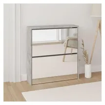vidaXL Schuhschrank mit Spiegel 63 x 67 x 17 cm grau / betongrau