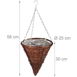 Relaxdays Blumenampel 3er Set HxD 30 x 25 cm braun