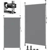 LEADZM Klemmmarkise Senkrechtmarkise 150x305 cm,Ausziehbar & Blickdicht, UV-Schutz 50+ & Wasserfest, Ohne Bohren mit Handkurbel für Garten, Terrasse, Balkon&Wohnzimmer,Grau