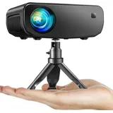 JUNG Mini Tragbarer Beamer Trapezkorrektur 4K 200 ANSI Smart Projektor WiFi Mini-Beamer (10000: 1, 1920 x 1080 px, 4k Heim Kino Full HD - Schwarz