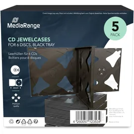 MediaRange CD Jewel Case Hüllen für 6 CD / DVD Rohlinge 5 Stück *Retail*