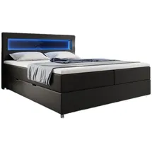 luxusbetten24 Boxspringbett Relax mit LED, Stauraum und USB-C in Kunstleder - Schwarz - 180x200 - H4 (100kg+) - Luxusbetten24 - 2 Jahre Gewährleistung - mind. 14 Tage Rückgaberecht - Schwarz - 180x200