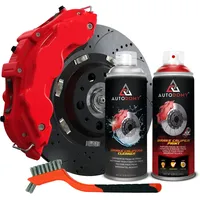 AUTODOMY Bremssattellack Set Spray Sprühfolie für Bremssattel mit hoher Temperaturbeständigkeit + Bremsreiniger + Stahlbürste für Caliper von Auto und Motorrad (Rot)
