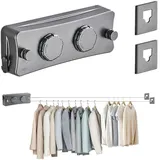 Ausziehbarer Wandwäschetrockner Mit Zwei Reihen – Mit 2 X 5 M Leinen – Spannknopf Mit Verstellmöglichkeit – Für Balkon, Waschküche, Schlafzimmer – Grau