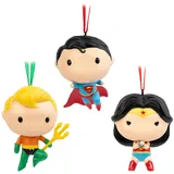 Grupo Erik Weihnachtsbaumschmuck Figuren Set DC Comics Superman, Wonder Women und Aquaman - Weihnachtsdeko Christbaumschmuck Weihnachtsbaum Schmuck 3 Stück - Offizielles Merchandise