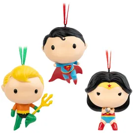 Grupo Erik Weihnachtsbaumschmuck Figuren Set DC Comics Superman, Wonder Women und Aquaman - Weihnachtsdeko Christbaumschmuck Weihnachtsbaum Schmuck 3 Stück - Offizielles Merchandise