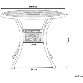 Beliani Gartentisch - Balkontisch, Ancona (90 cm, Gartenmöbel, Gartentische, Gartentische
