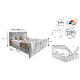 Kaiser Möbel Boxspringbett mit bettkasten, matratze, topper, BLANKET stoff Bubble 140x200 cm Hellgrau